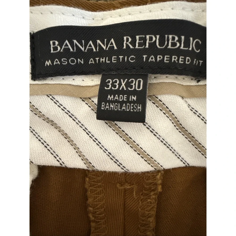 Banana Republic Mason Athletic Tapered Fit Chino Pants Nutmeg Brown Mens 34x29*
